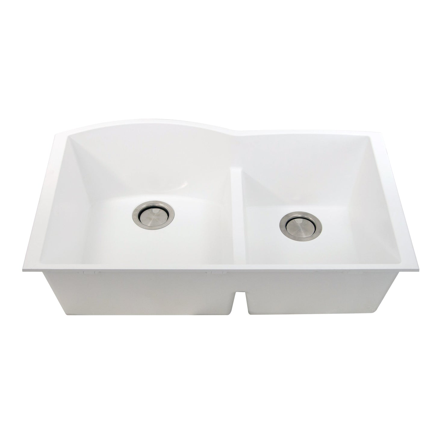 Nantucket Sinks Plymouth Collection 33" Irregular/Rectangle Undermount Matte White Granite Composite 60/40 Double Bowl Kitchen Sink
