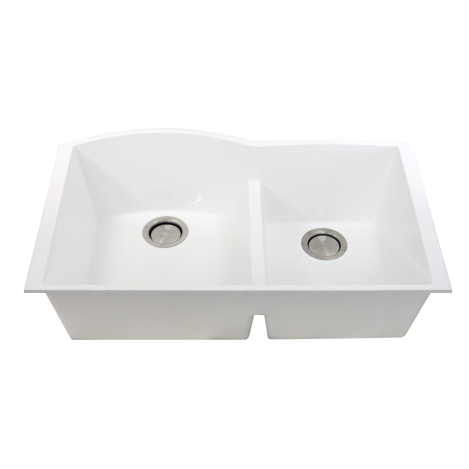 Nantucket Sinks Plymouth Collection 33" Irregular/Rectangle Undermount Matte White Granite Composite 60/40 Double Bowl Kitchen Sink