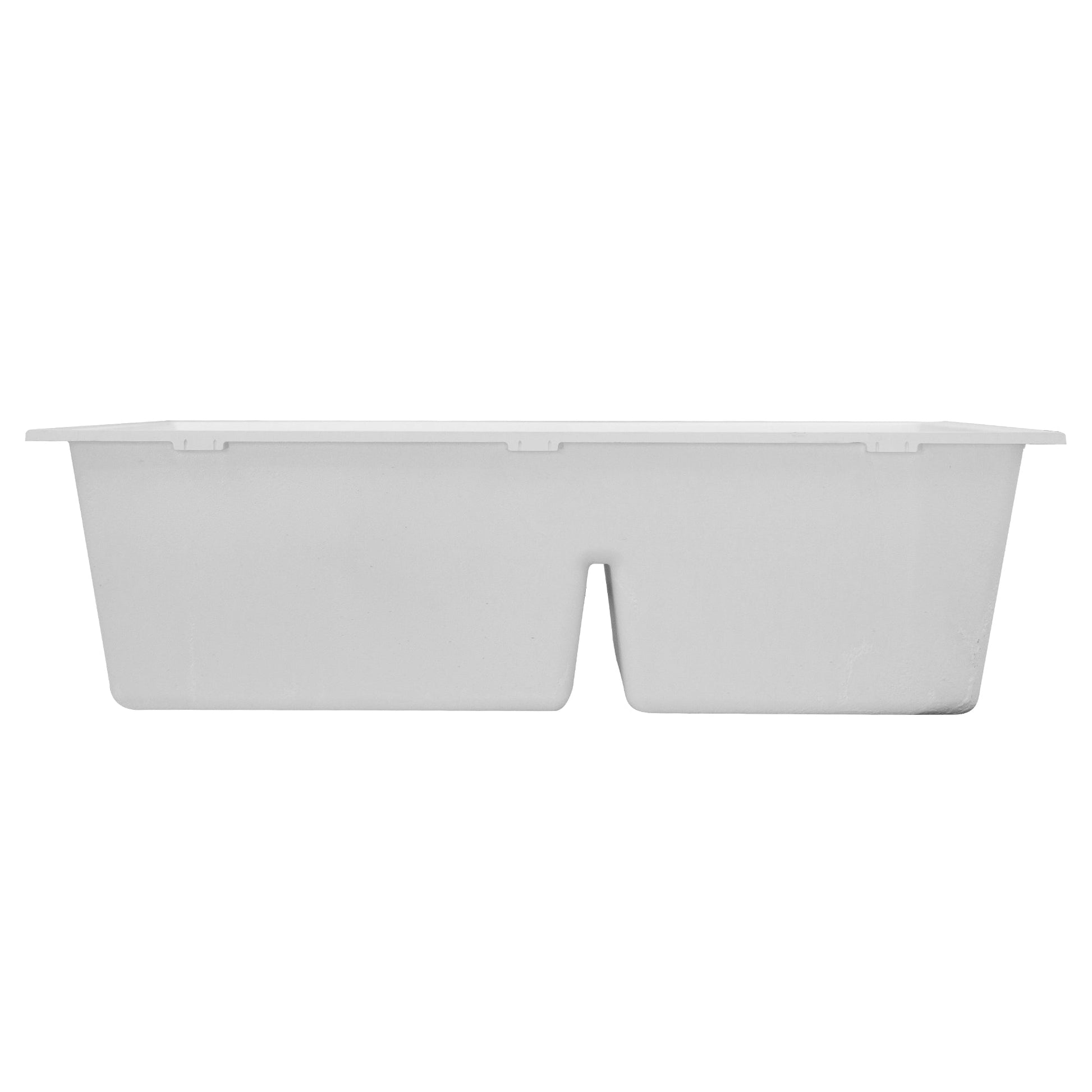 Nantucket Sinks Plymouth Collection 33" Irregular/Rectangle Undermount Matte White Granite Composite 60/40 Double Bowl Kitchen Sink