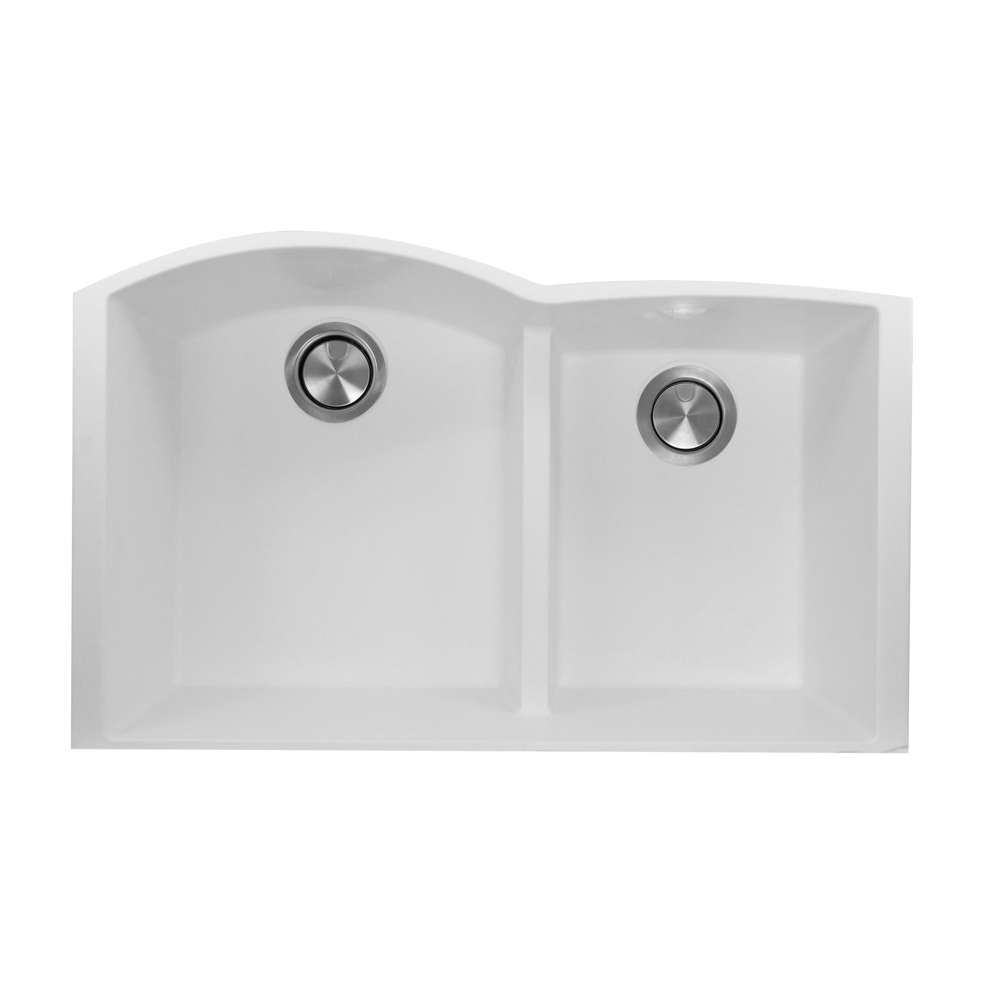 Nantucket Sinks Plymouth Collection 33" Irregular/Rectangle Undermount Matte White Granite Composite 60/40 Double Bowl Kitchen Sink