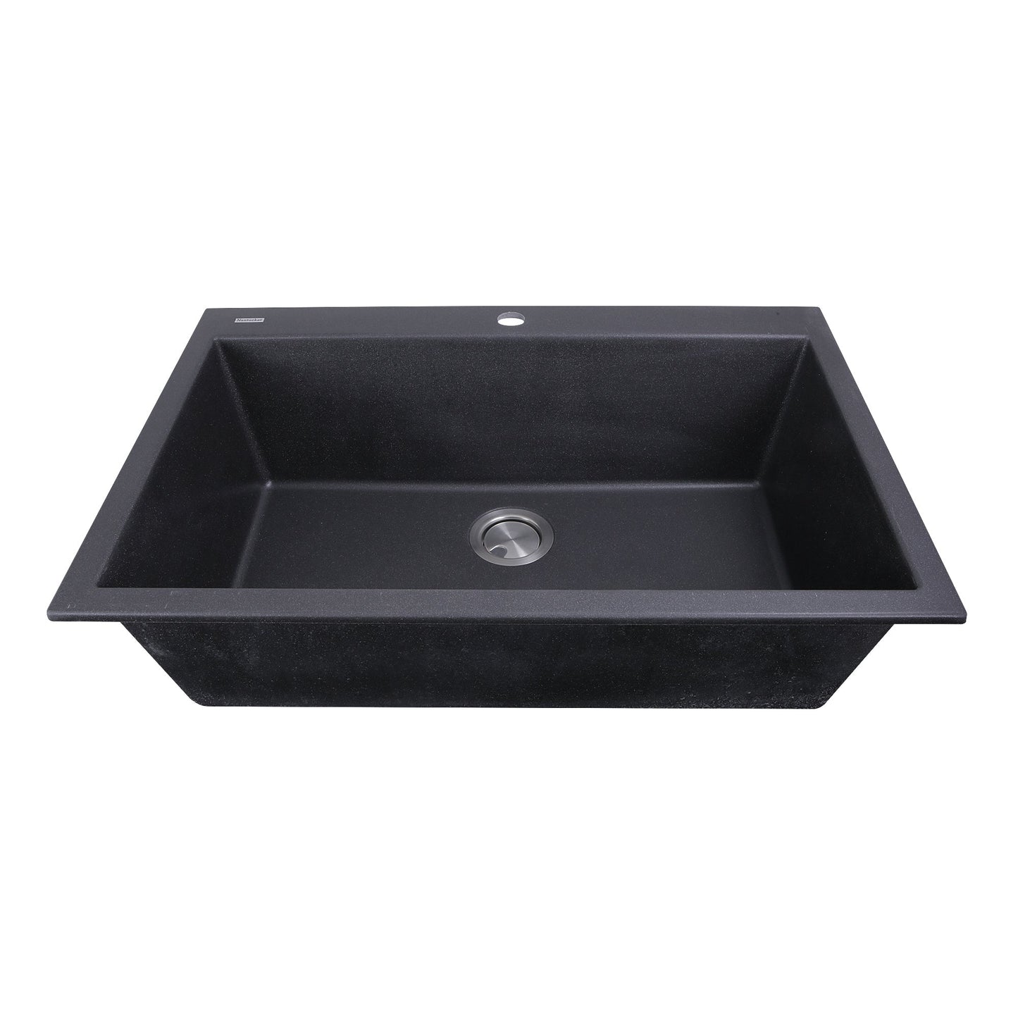 Nantucket Sinks Plymouth Collection 33" Rectangle Dual-mount Matte Black With metallic flecks Granite Composite Single Bowl Kitchen Sink