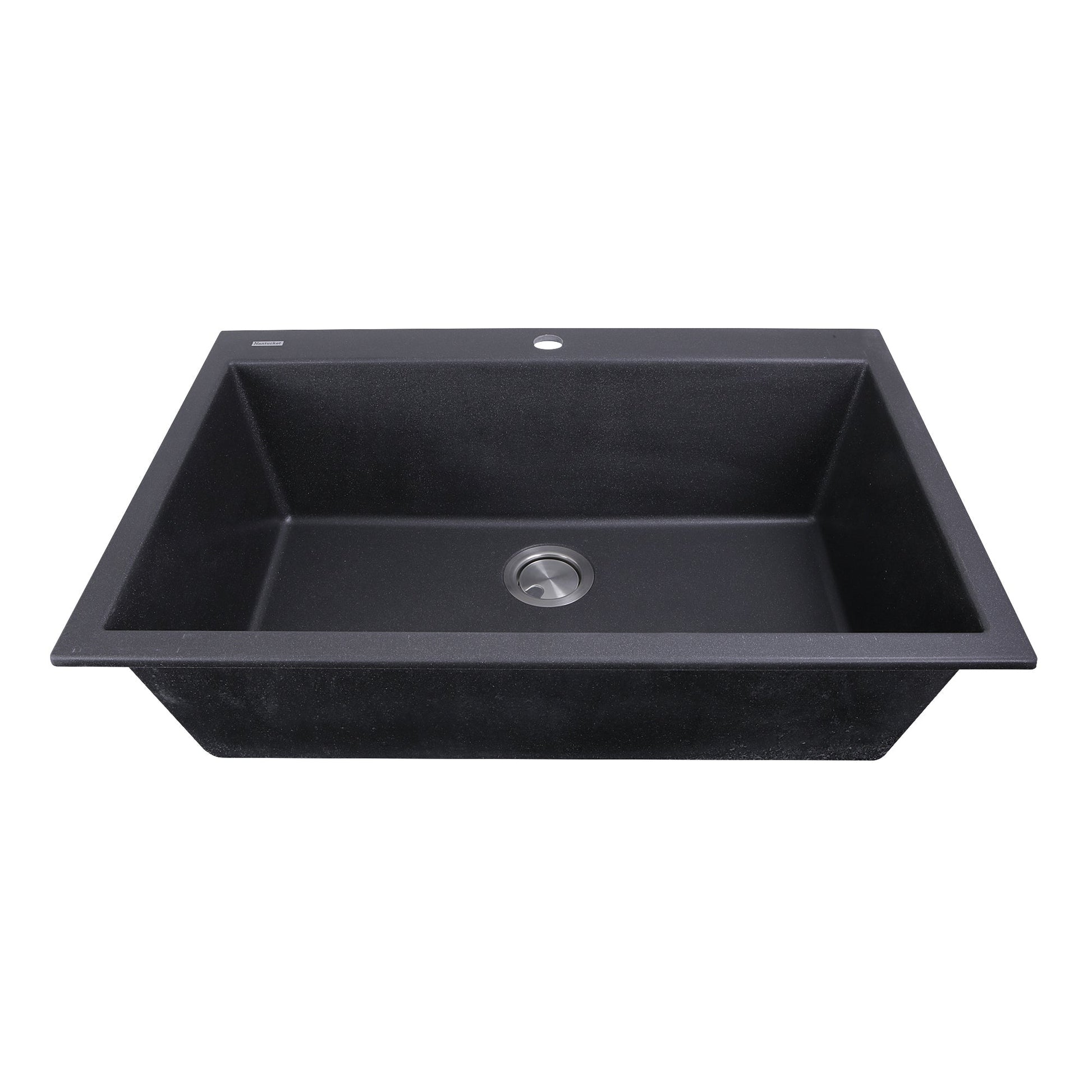 Nantucket Sinks Plymouth Collection 33" Rectangle Dual-mount Matte Black With metallic flecks Granite Composite Single Bowl Kitchen Sink