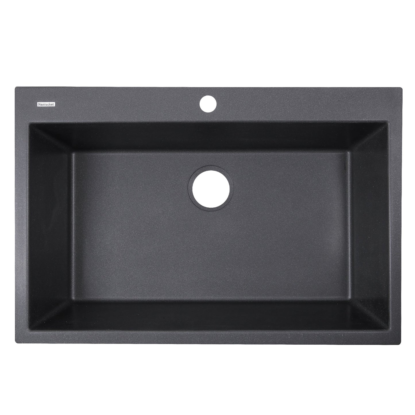 Nantucket Sinks Plymouth Collection 33" Rectangle Dual-mount Matte Black With metallic flecks Granite Composite Single Bowl Kitchen Sink