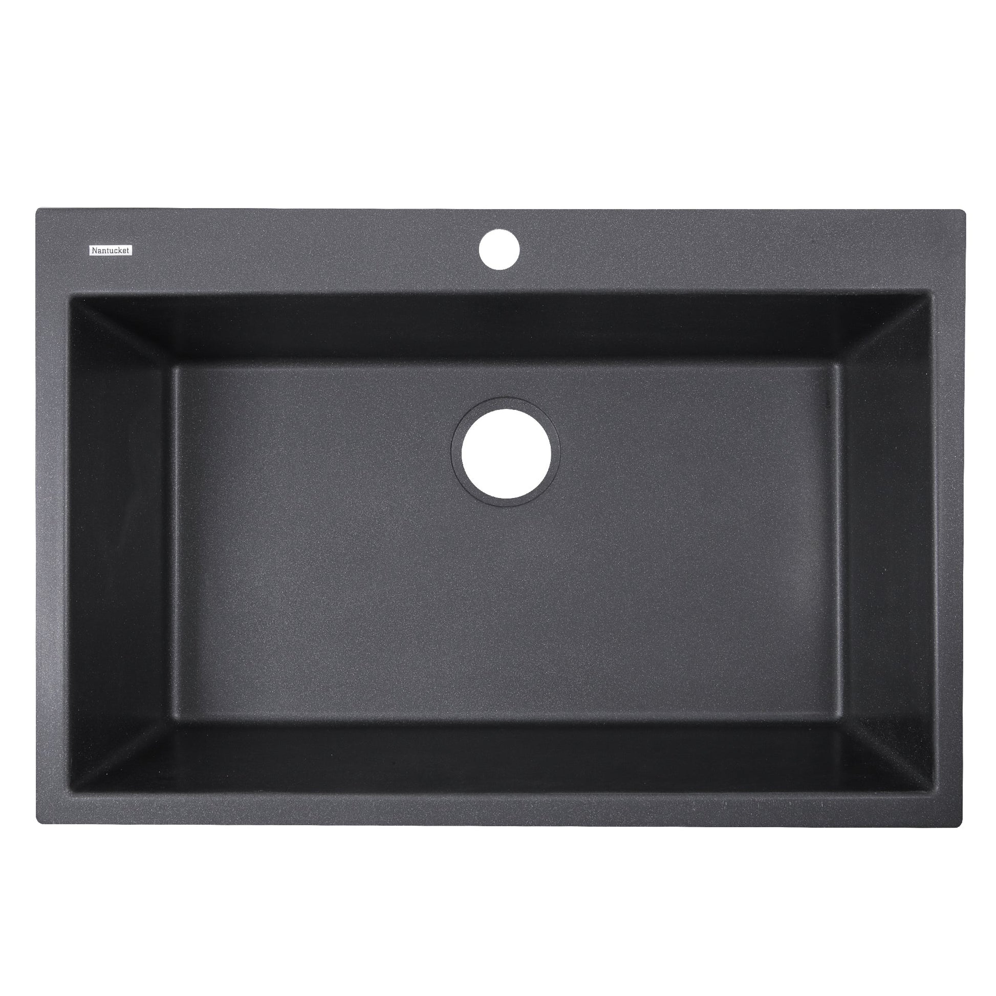 Nantucket Sinks Plymouth Collection 33" Rectangle Dual-mount Matte Black With metallic flecks Granite Composite Single Bowl Kitchen Sink