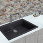 Nantucket Sinks Plymouth Collection 33" Rectangle Dual-mount Matte Black With metallic flecks Granite Composite Single Bowl Kitchen Sink