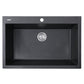 Nantucket Sinks Plymouth Collection 33" Rectangle Dual-mount Matte Black With metallic flecks Granite Composite Single Bowl Kitchen Sink