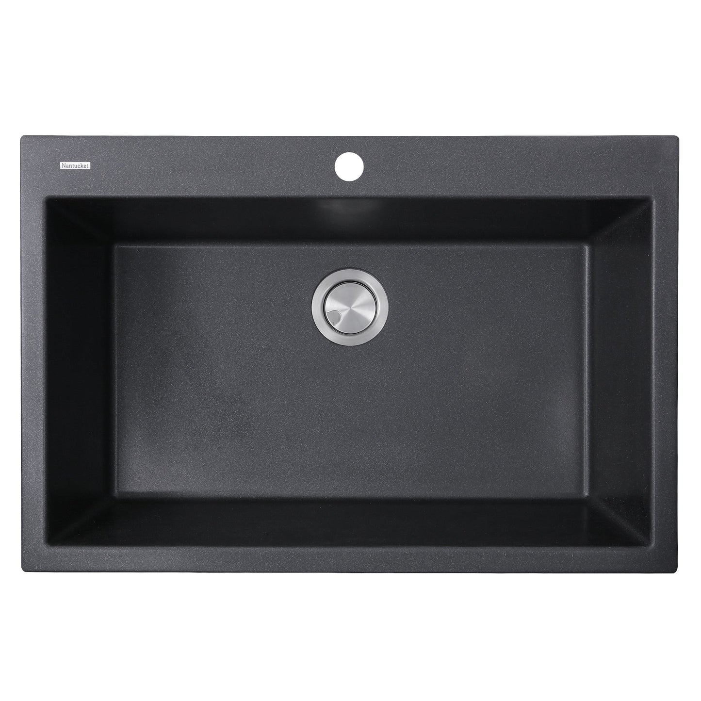 Nantucket Sinks Plymouth Collection 33" Rectangle Dual-mount Matte Black With metallic flecks Granite Composite Single Bowl Kitchen Sink