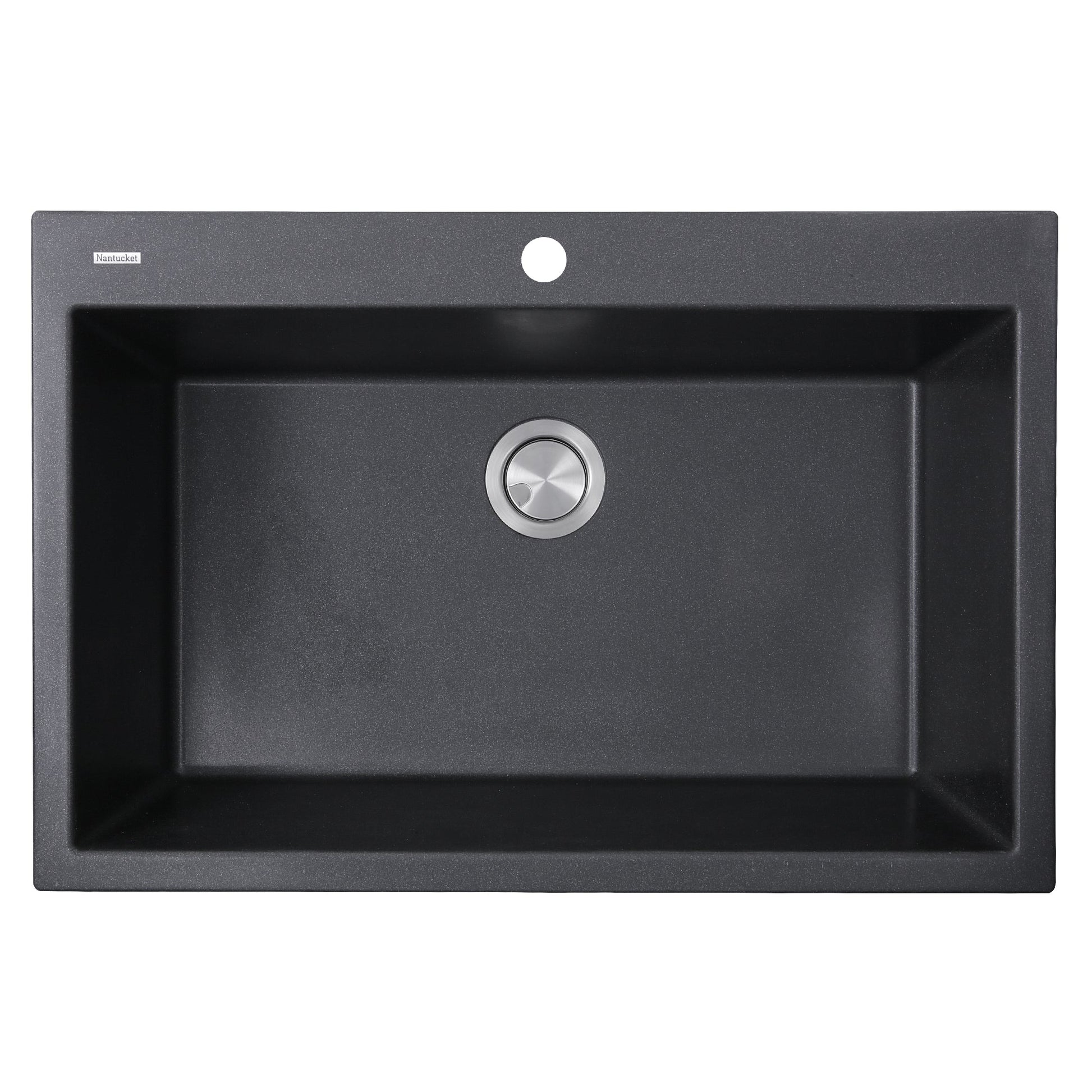 Nantucket Sinks Plymouth Collection 33" Rectangle Dual-mount Matte Black With metallic flecks Granite Composite Single Bowl Kitchen Sink