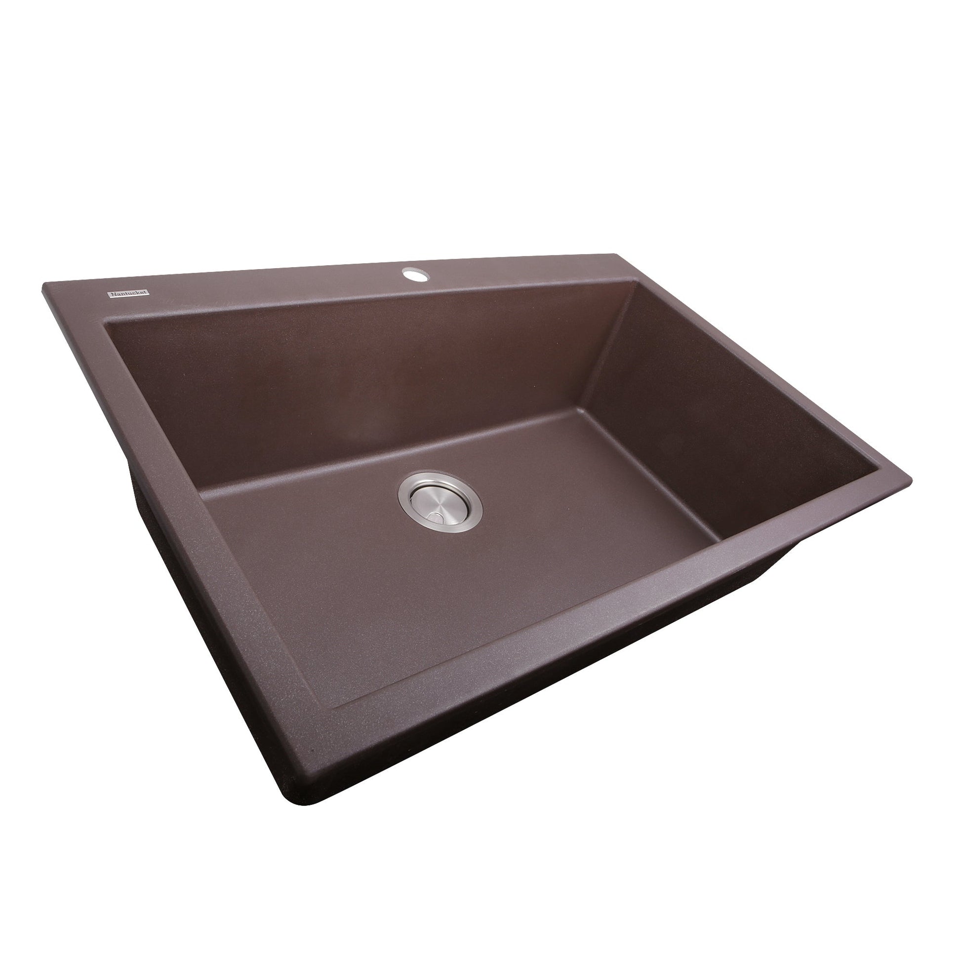 Nantucket Sinks Plymouth Collection 33" Rectangle Dual-mount Matte Brown With metallic flecks Granite Composite Single Bowl Kitchen Sink