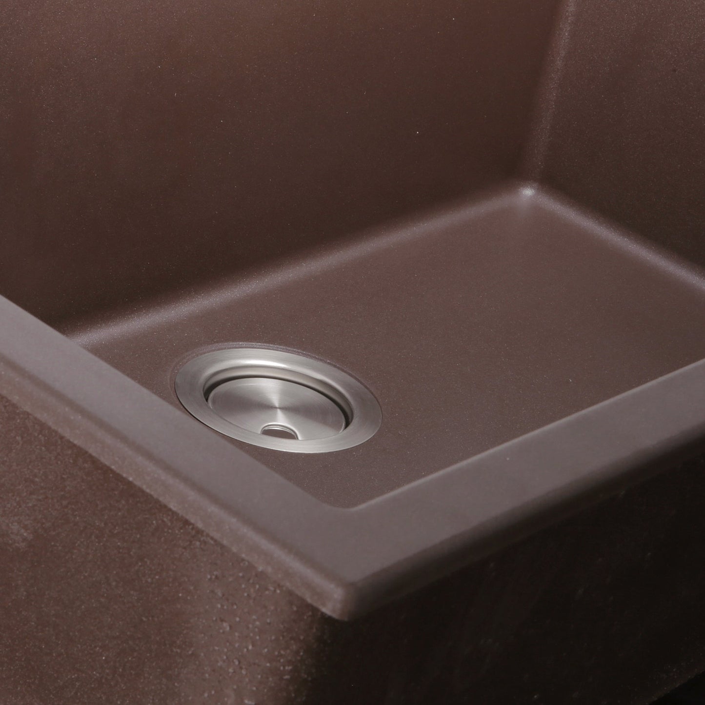 Nantucket Sinks Plymouth Collection 33" Rectangle Dual-mount Matte Brown With metallic flecks Granite Composite Single Bowl Kitchen Sink