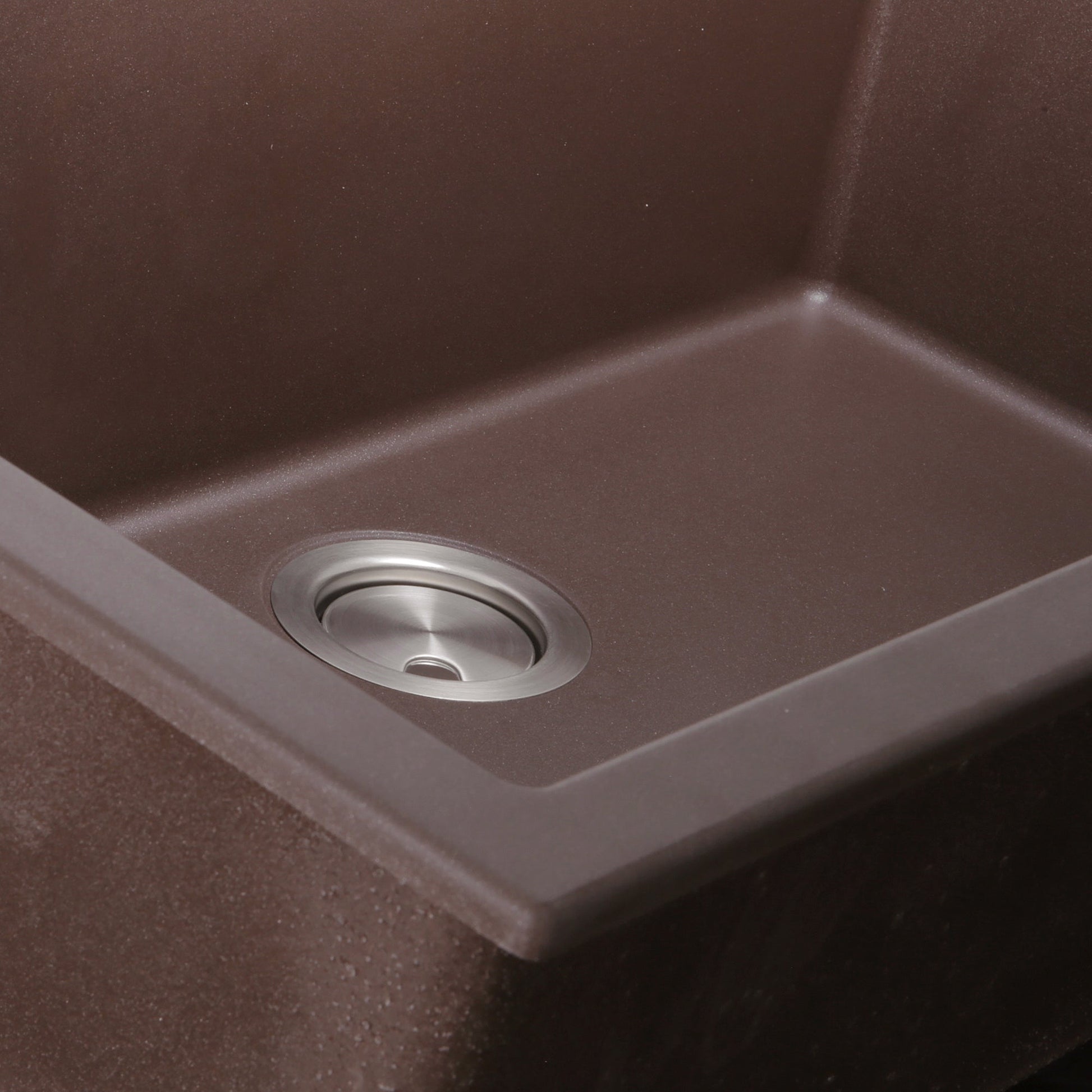 Nantucket Sinks Plymouth Collection 33" Rectangle Dual-mount Matte Brown With metallic flecks Granite Composite Single Bowl Kitchen Sink