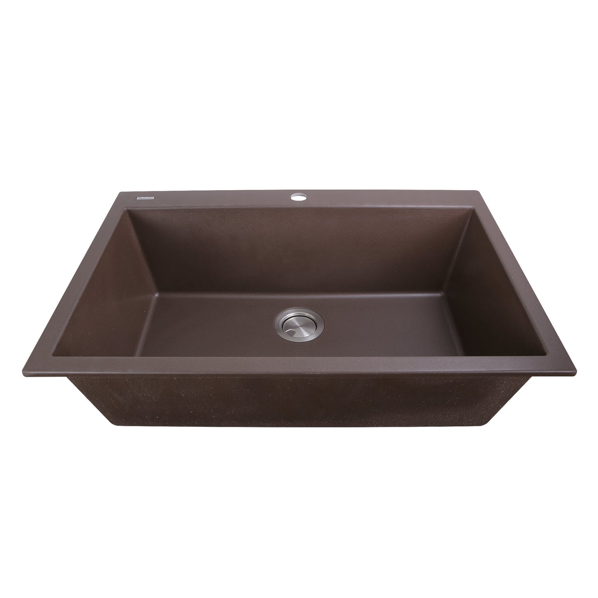 Nantucket Sinks Plymouth Collection 33" Rectangle Dual-mount Matte Brown With metallic flecks Granite Composite Single Bowl Kitchen Sink