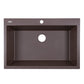 Nantucket Sinks Plymouth Collection 33" Rectangle Dual-mount Matte Brown With metallic flecks Granite Composite Single Bowl Kitchen Sink