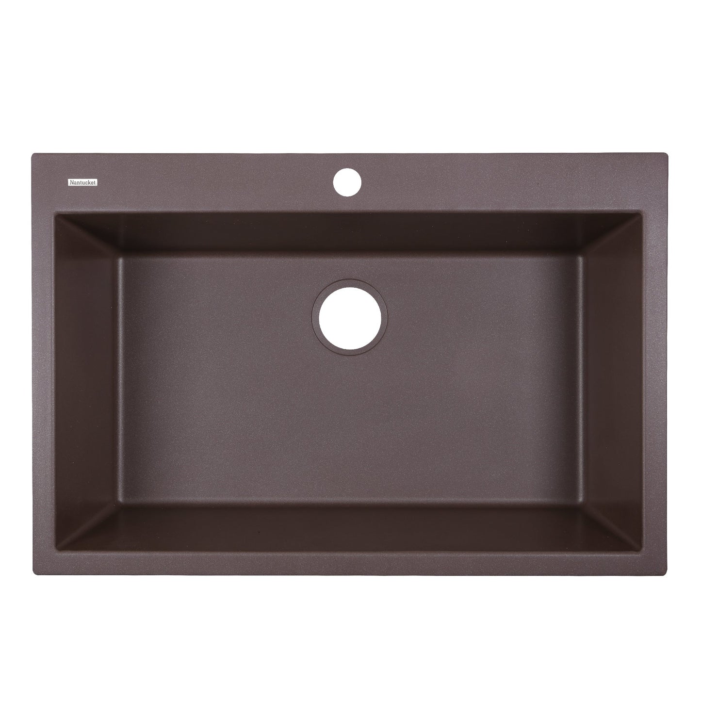 Nantucket Sinks Plymouth Collection 33" Rectangle Dual-mount Matte Brown With metallic flecks Granite Composite Single Bowl Kitchen Sink