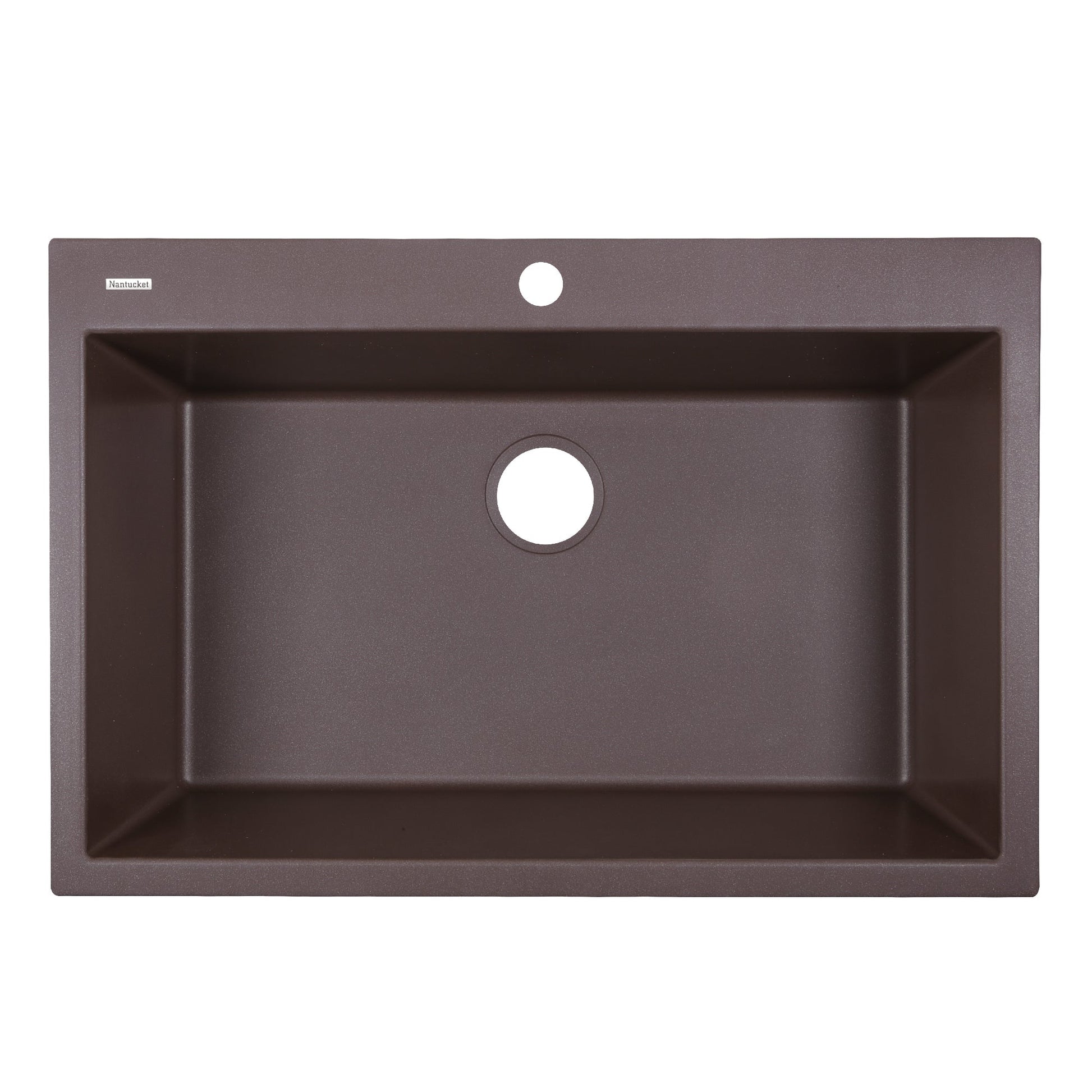 Nantucket Sinks Plymouth Collection 33" Rectangle Dual-mount Matte Brown With metallic flecks Granite Composite Single Bowl Kitchen Sink