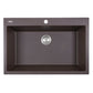 Nantucket Sinks Plymouth Collection 33" Rectangle Dual-mount Matte Brown With metallic flecks Granite Composite Single Bowl Kitchen Sink