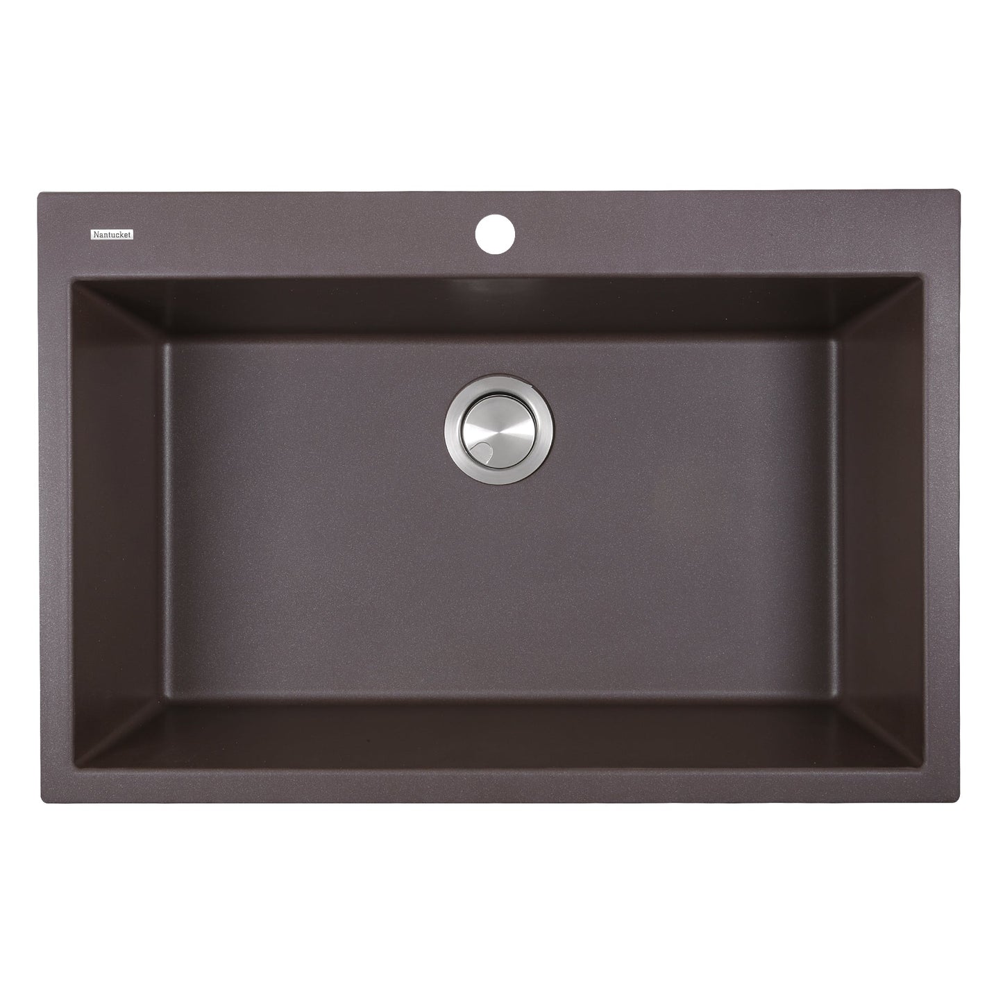 Nantucket Sinks Plymouth Collection 33" Rectangle Dual-mount Matte Brown With metallic flecks Granite Composite Single Bowl Kitchen Sink