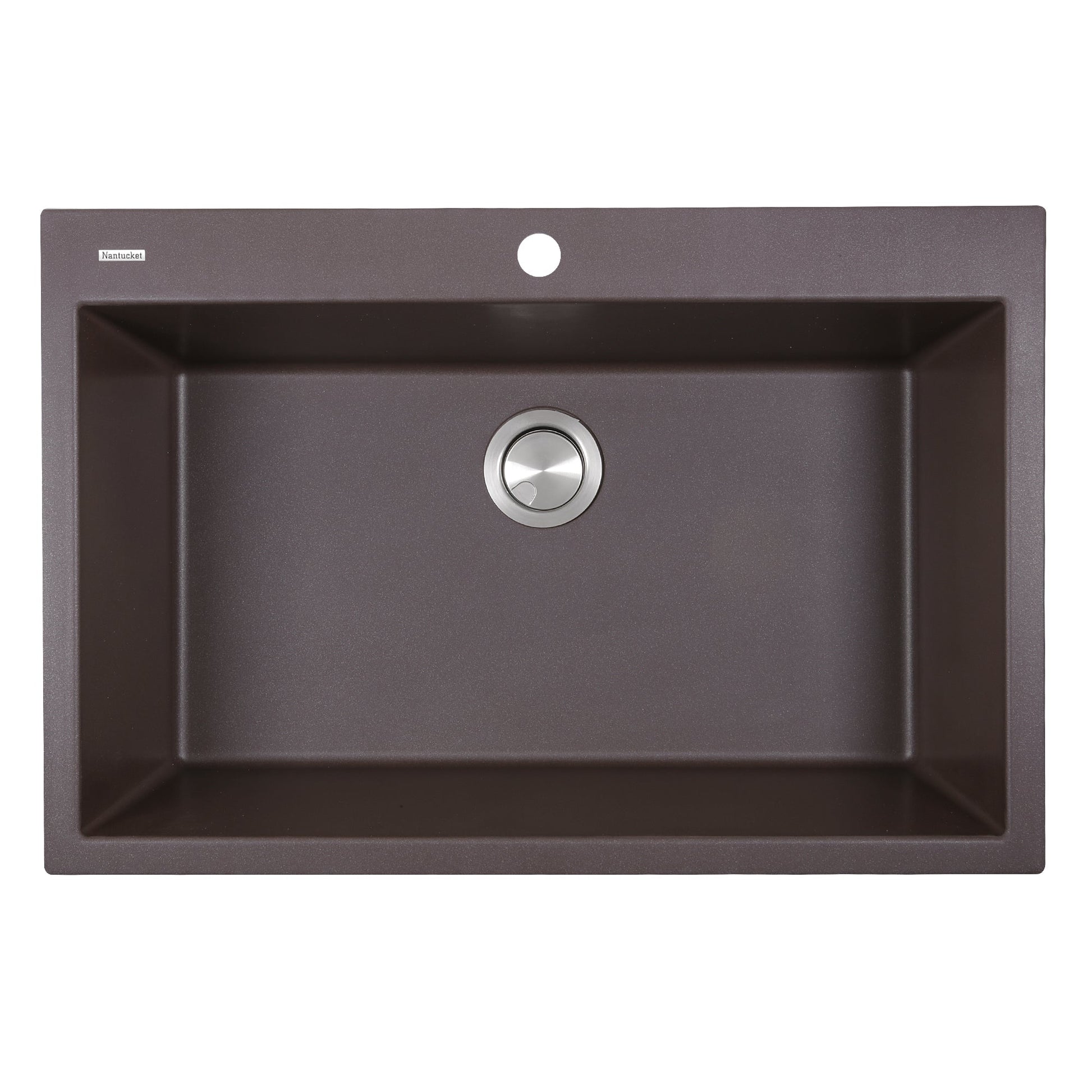 Nantucket Sinks Plymouth Collection 33" Rectangle Dual-mount Matte Brown With metallic flecks Granite Composite Single Bowl Kitchen Sink