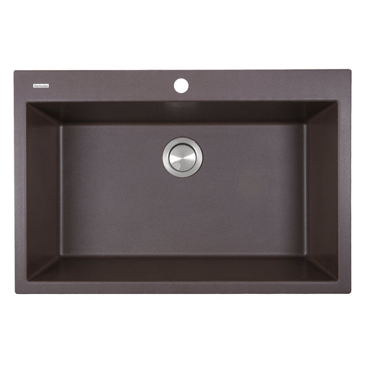 Nantucket Sinks Plymouth Collection 33" Rectangle Dual-mount Matte Brown With metallic flecks Granite Composite Single Bowl Kitchen Sink