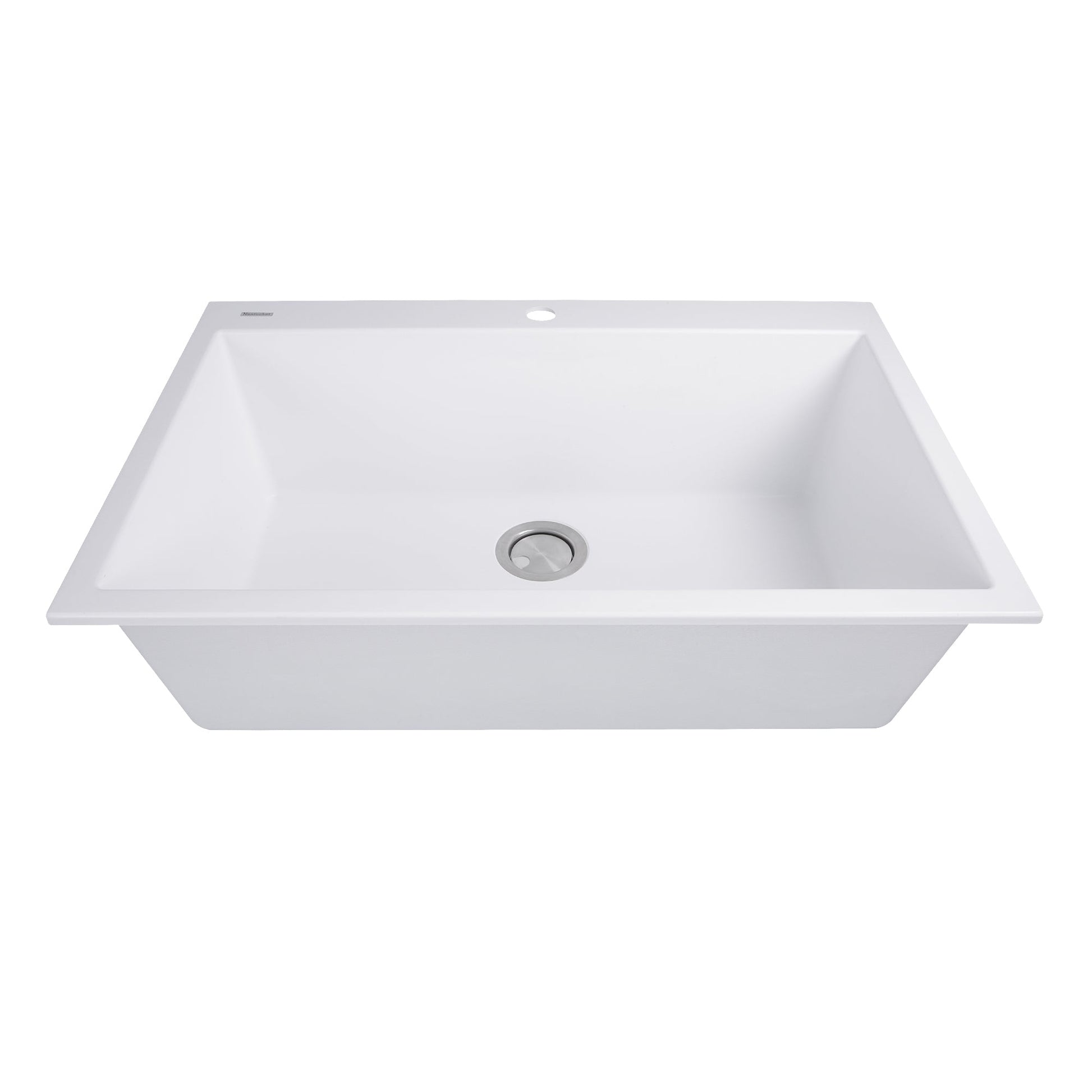 Nantucket Sinks Plymouth Collection 33" Rectangle Dual-mount Matte White Granite Composite Single Bowl Kitchen Sink