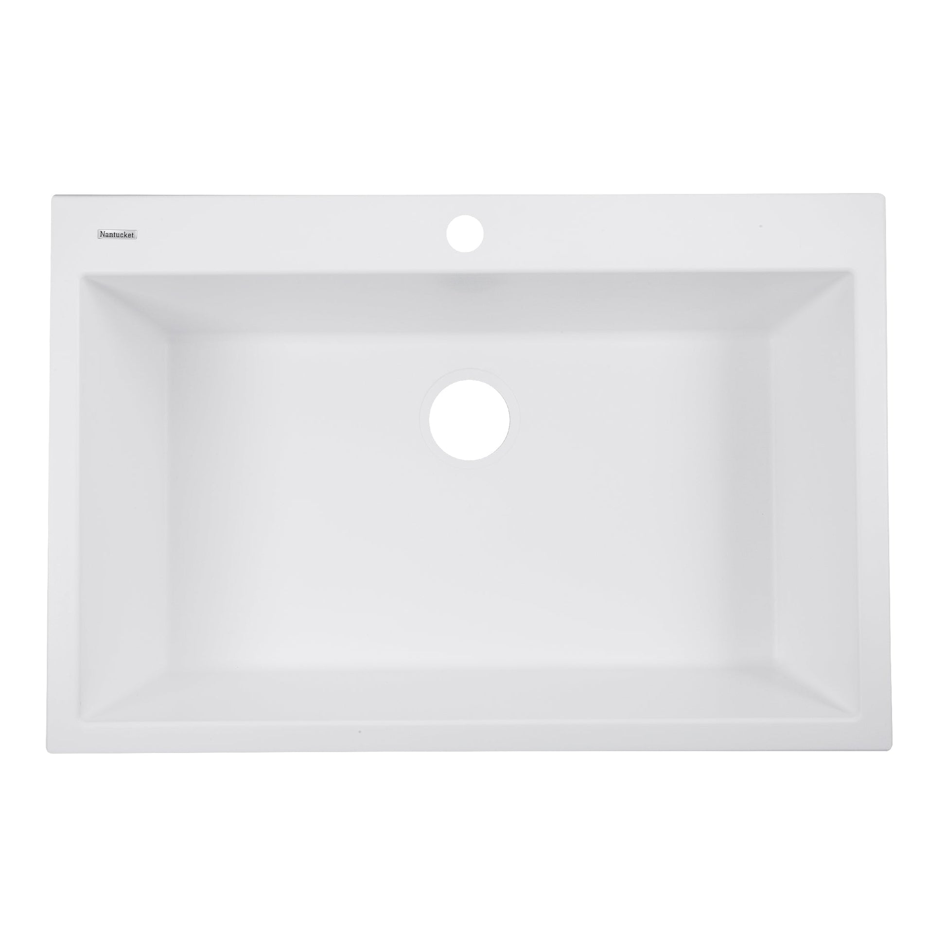 Nantucket Sinks Plymouth Collection 33" Rectangle Dual-mount Matte White Granite Composite Single Bowl Kitchen Sink