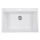 Nantucket Sinks Plymouth Collection 33" Rectangle Dual-mount Matte White Granite Composite Single Bowl Kitchen Sink