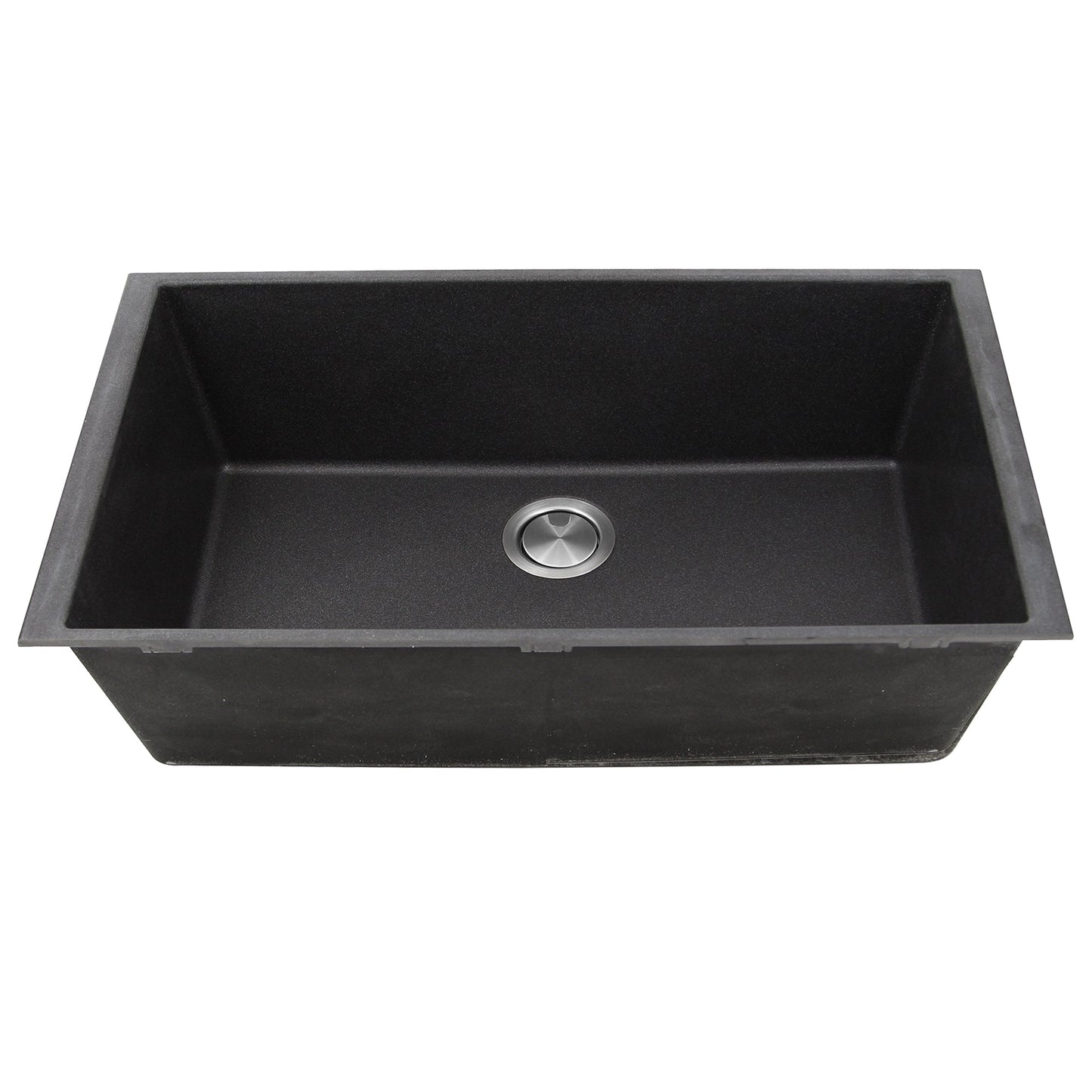 Nantucket Sinks Plymouth Collection 33" Rectangle Undermount Matte Black Granite Composite Single Bowl Kitchen Sink