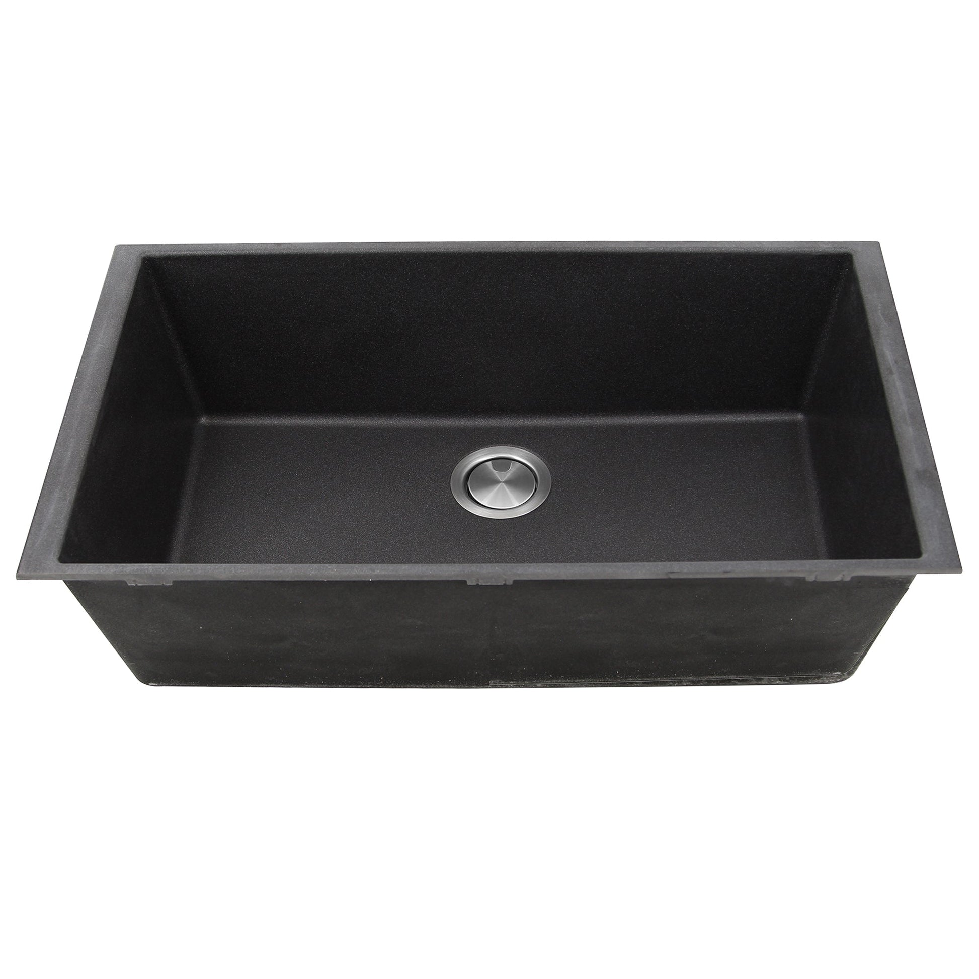 Nantucket Sinks Plymouth Collection 33" Rectangle Undermount Matte Black Granite Composite Single Bowl Kitchen Sink