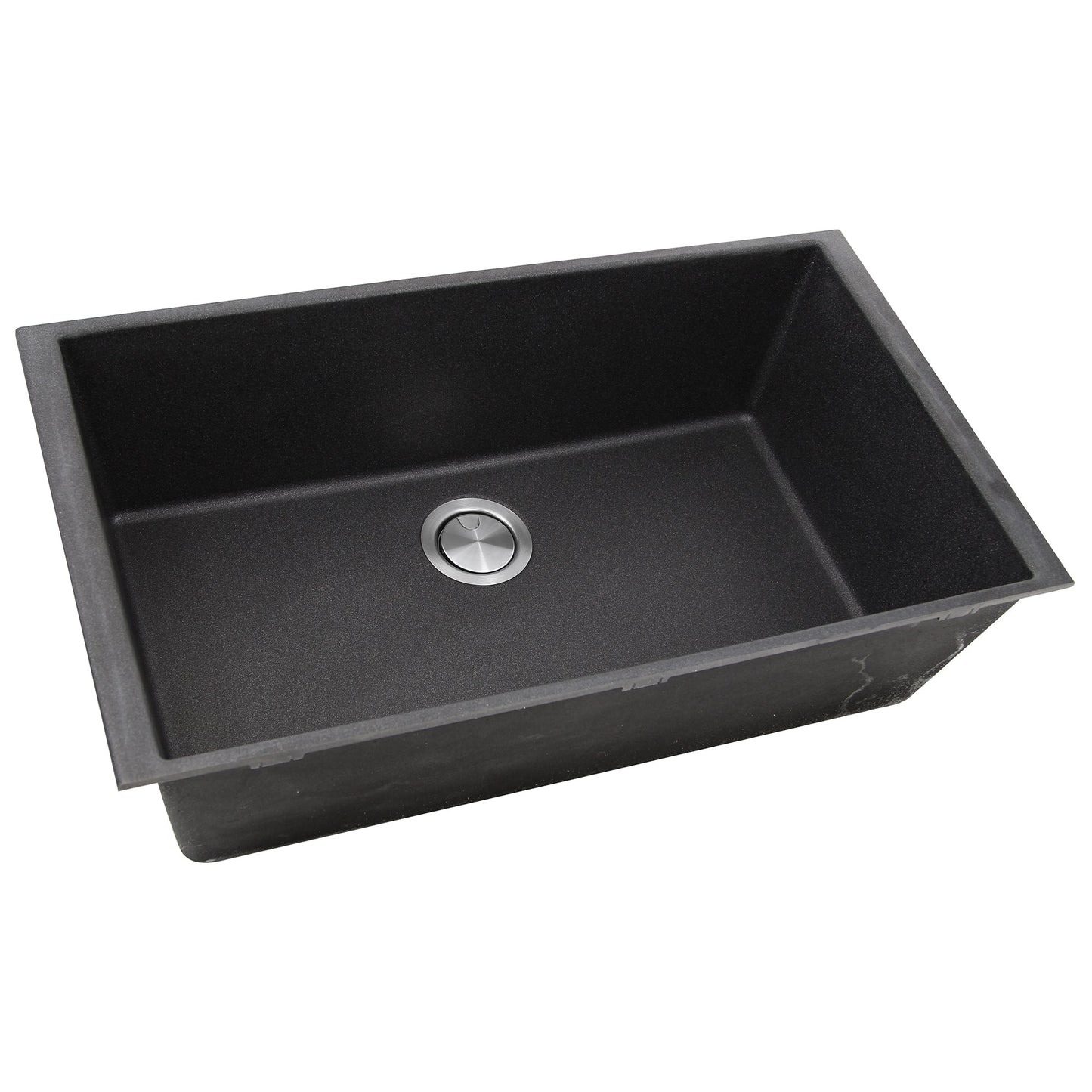 Nantucket Sinks Plymouth Collection 33" Rectangle Undermount Matte Black Granite Composite Single Bowl Kitchen Sink