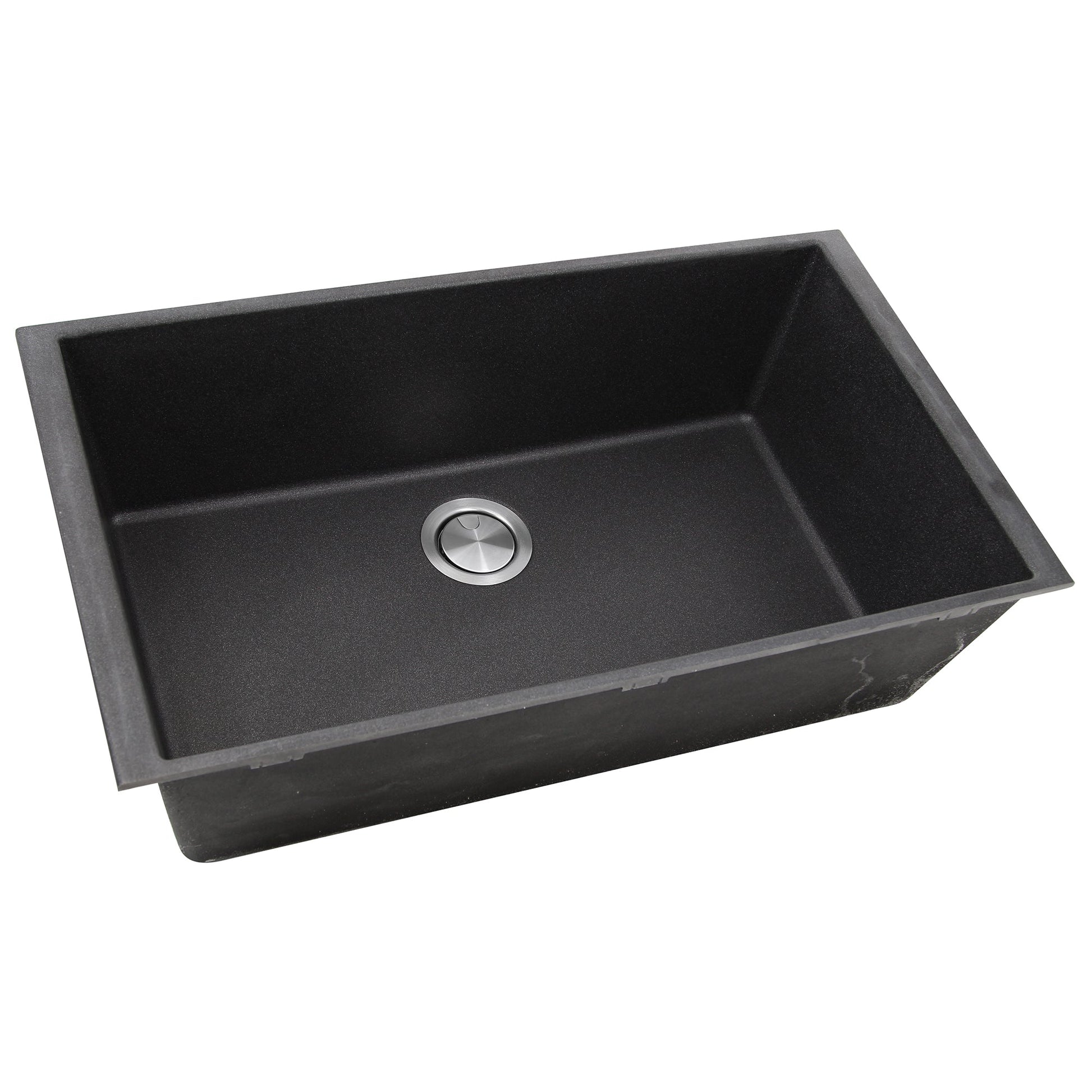 Nantucket Sinks Plymouth Collection 33" Rectangle Undermount Matte Black Granite Composite Single Bowl Kitchen Sink
