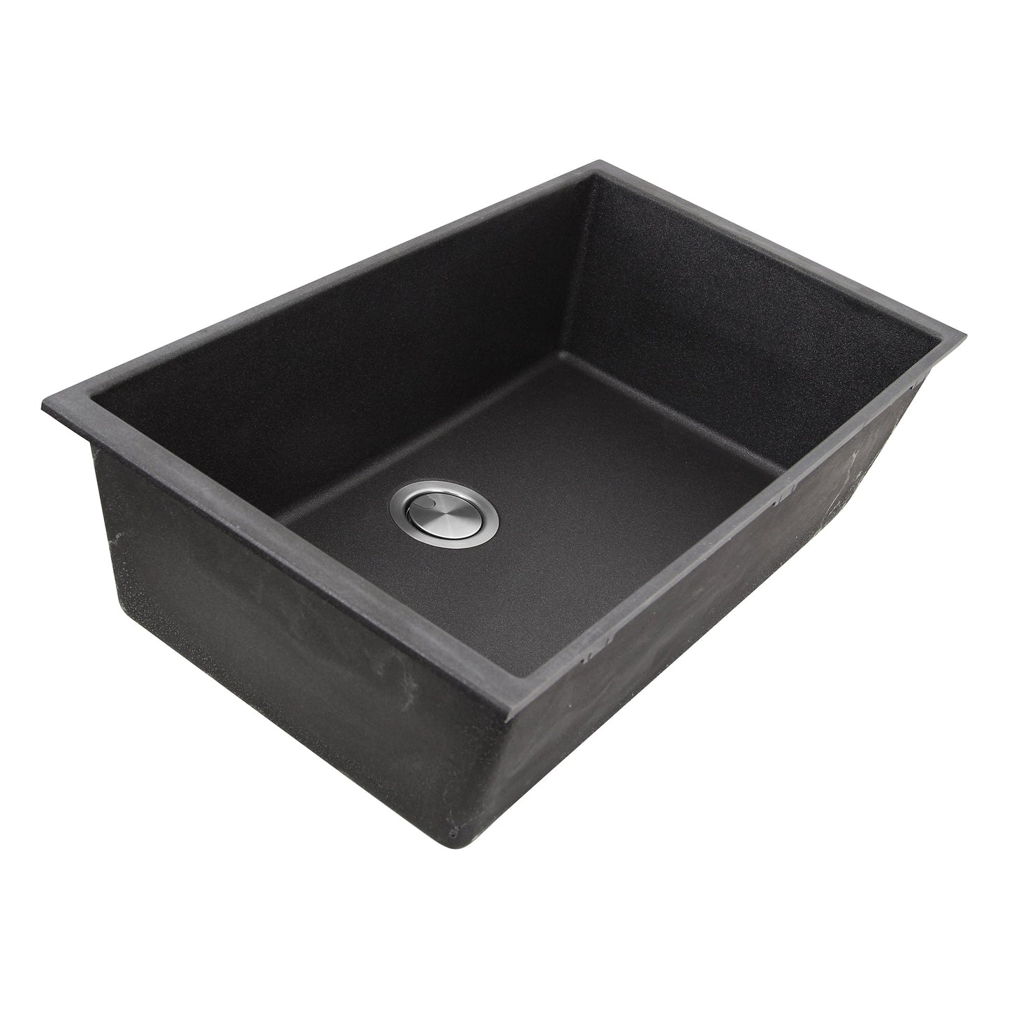 Nantucket Sinks Plymouth Collection 33" Rectangle Undermount Matte Black Granite Composite Single Bowl Kitchen Sink