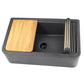 Nantucket Sinks Plymouth Collection 33" Rectangle Undermount Matte Black With Metallic Flecks Granite Composite Single Bowl Apron Reversible Workstation Kitchen Sink With Accessory Pack