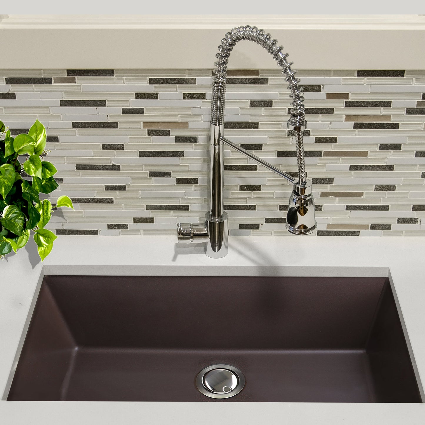 Nantucket Sinks Plymouth Collection 33" Rectangle Undermount Matte Brown Granite Composite Single Bowl Kitchen Sink