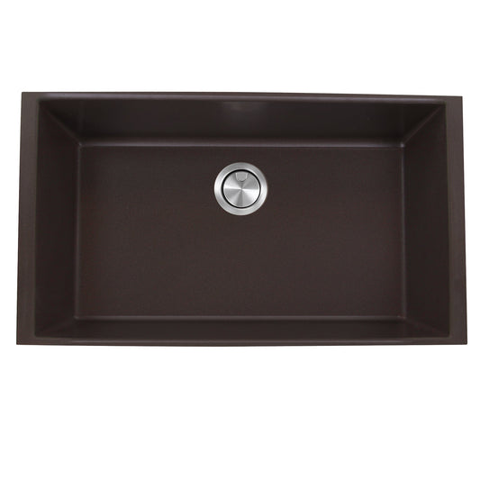 Nantucket Sinks Plymouth Collection 33" Rectangle Undermount Matte Brown Granite Composite Single Bowl Kitchen Sink