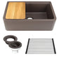 Nantucket Sinks Plymouth Collection 33" Rectangle Undermount Matte Brown With Metallic Flecks Granite Composite Single Bowl Apron Reversible Workstation Kitchen Sink With Accessory Pack