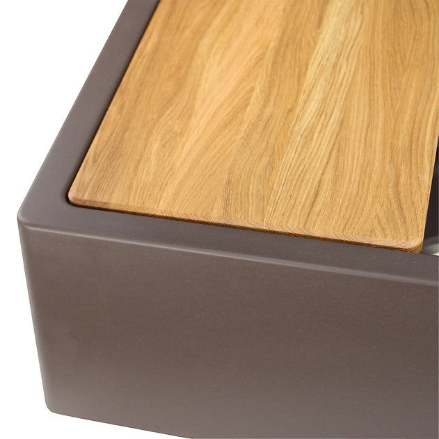 Nantucket Sinks Plymouth Collection 33" Rectangle Undermount Matte Brown With Metallic Flecks Granite Composite Single Bowl Apron Reversible Workstation Kitchen Sink With Accessory Pack