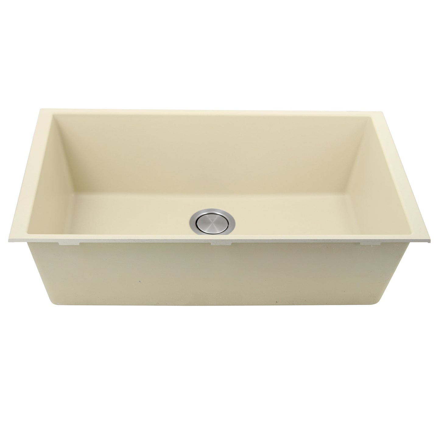 Nantucket Sinks Plymouth Collection 33" Rectangle Undermount Matte Sand Granite Composite Single Bowl Kitchen Sink