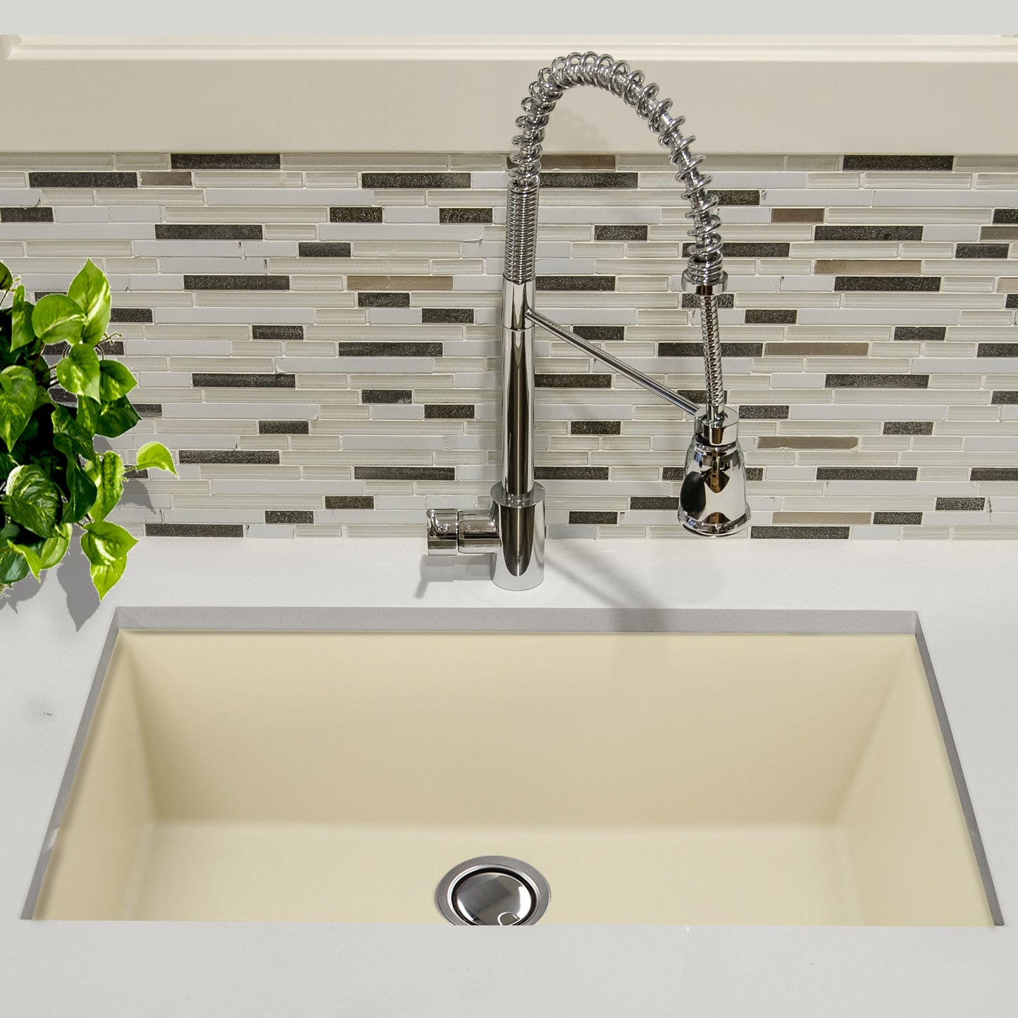 Nantucket Sinks Plymouth Collection 33" Rectangle Undermount Matte Sand Granite Composite Single Bowl Kitchen Sink