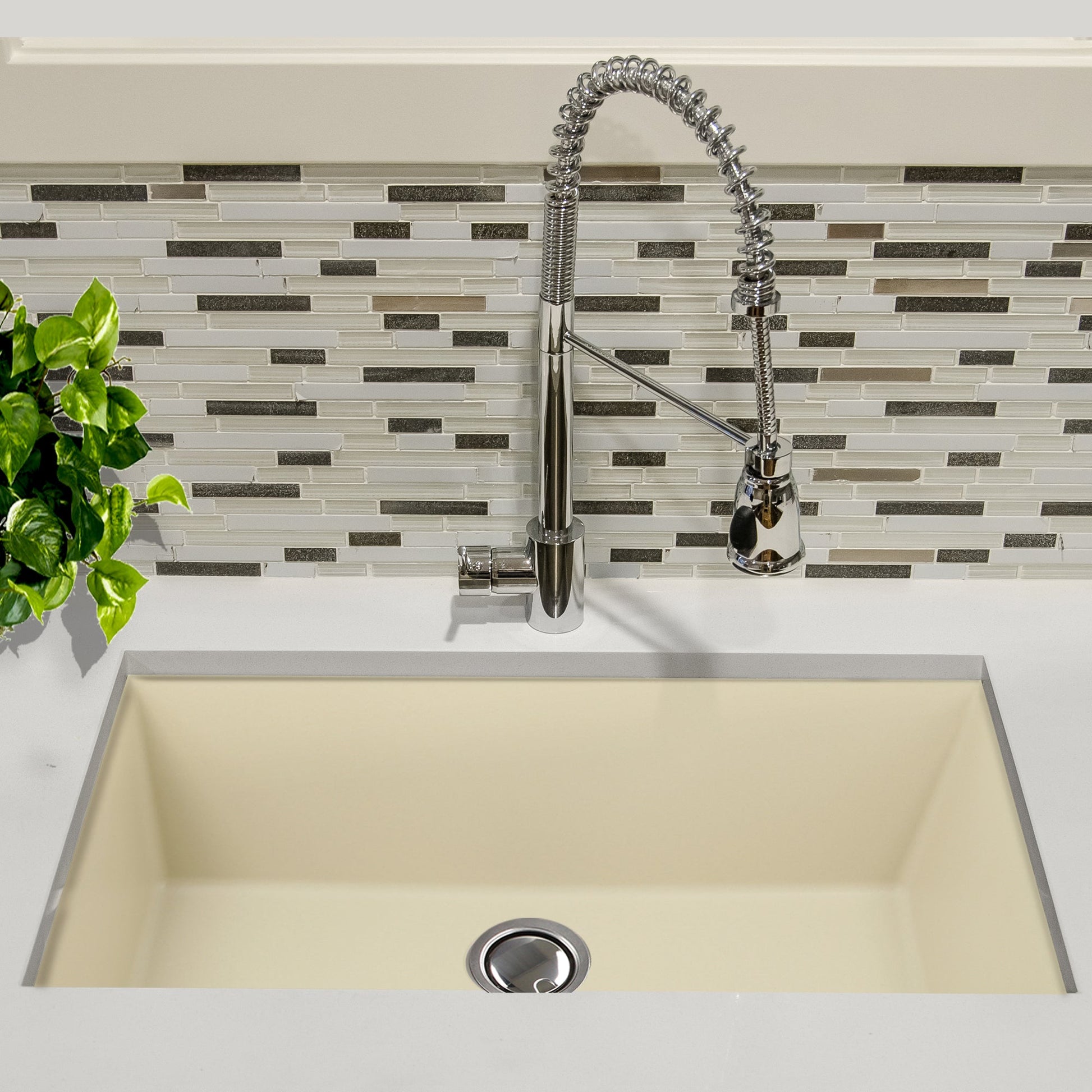 Nantucket Sinks Plymouth Collection 33" Rectangle Undermount Matte Sand Granite Composite Single Bowl Kitchen Sink