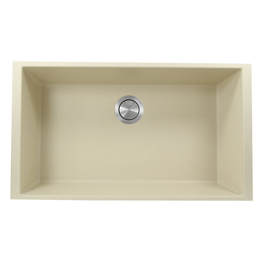 Nantucket Sinks Plymouth Collection 33" Rectangle Undermount Matte Sand Granite Composite Single Bowl Kitchen Sink