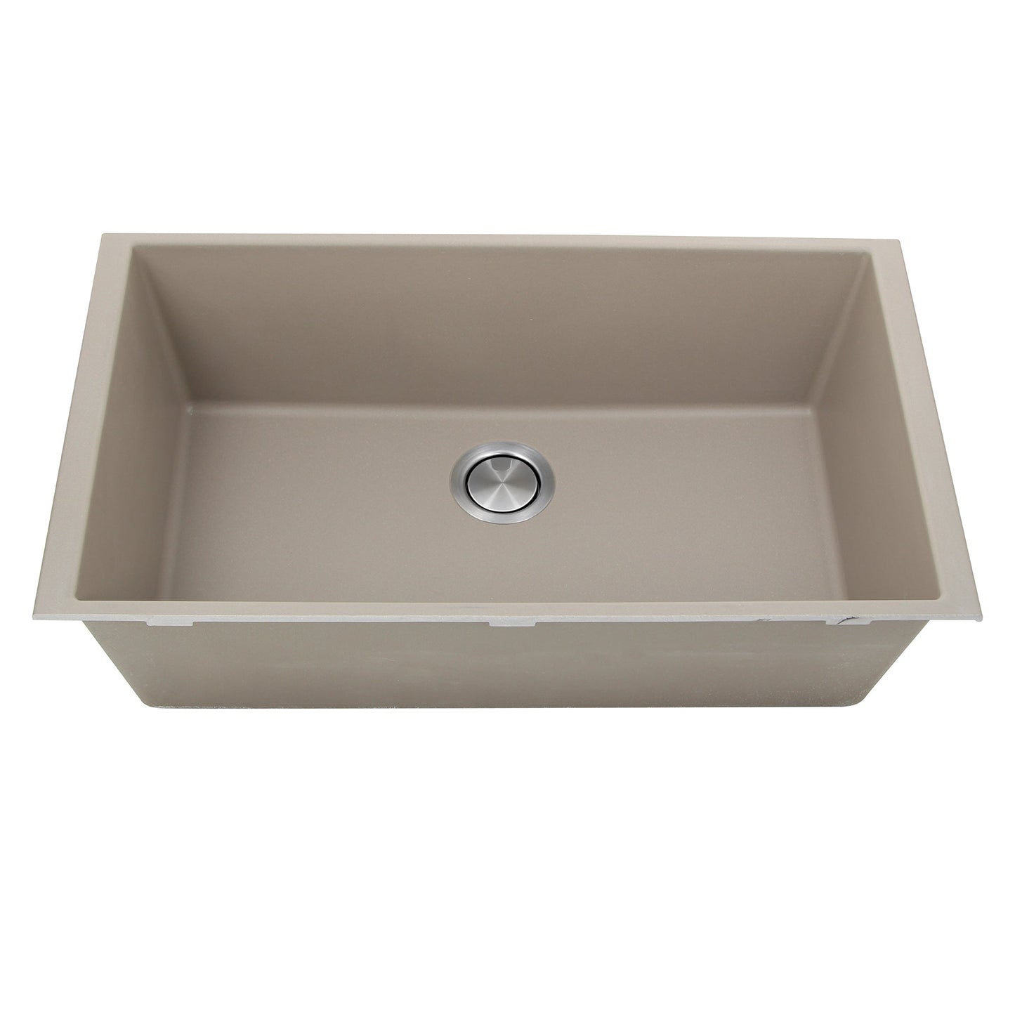 Nantucket Sinks Plymouth Collection 33" Rectangle Undermount Matte Truffle Granite Composite Single Bowl Kitchen Sink