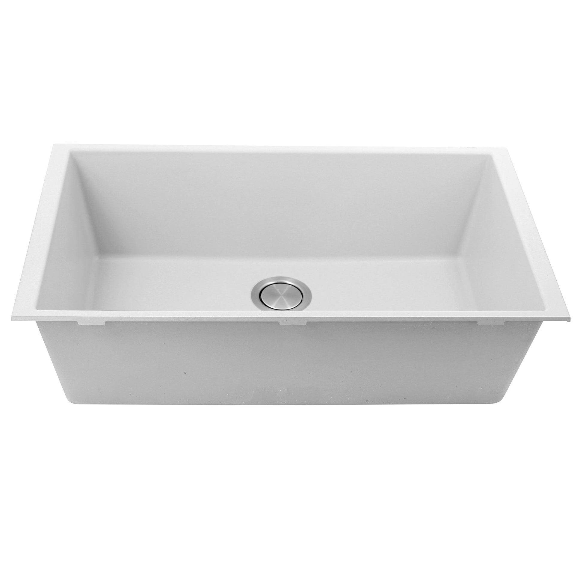 Nantucket Sinks Plymouth Collection 33" Rectangle Undermount Matte White Granite Composite Single Bowl Kitchen Sink