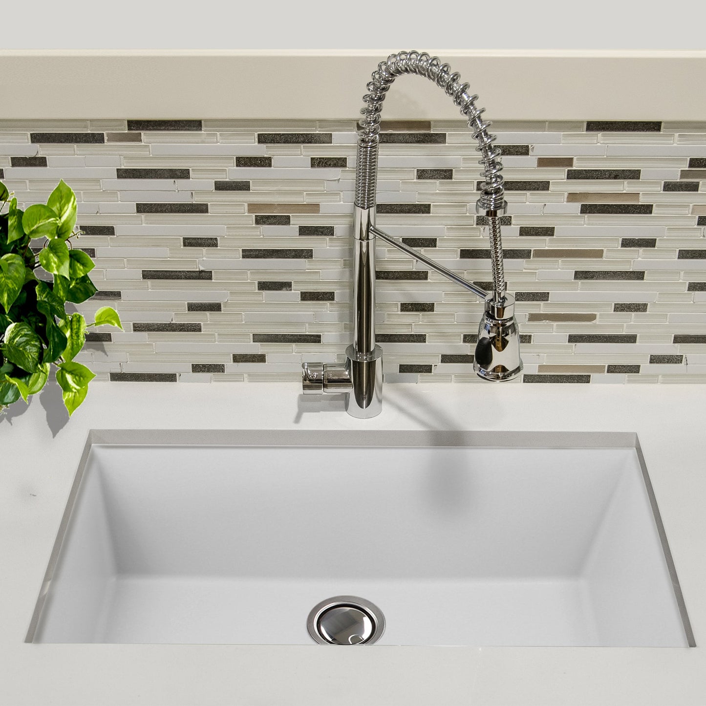 Nantucket Sinks Plymouth Collection 33" Rectangle Undermount Matte White Granite Composite Single Bowl Kitchen Sink