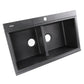 Nantucket Sinks Plymouth Collection 34" Rectangle Topmount Matte Black Granite Composite Large Double Bowl Prep Station Drop In Kitchen Sink