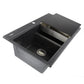 Nantucket Sinks Plymouth Collection 34" Rectangle Topmount Matte Black Granite Composite Large Double Bowl Prep Station Drop In Kitchen Sink