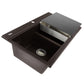 Nantucket Sinks Plymouth Collection 34" Rectangle Topmount Matte Brown Granite Composite Large Double Bowl Prep Station Drop In Kitchen Sink