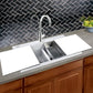Nantucket Sinks Plymouth Collection 34" Rectangle Topmount Matte White Granite Composite Large Double Bowl Prep Station Drop In Kitchen Sink