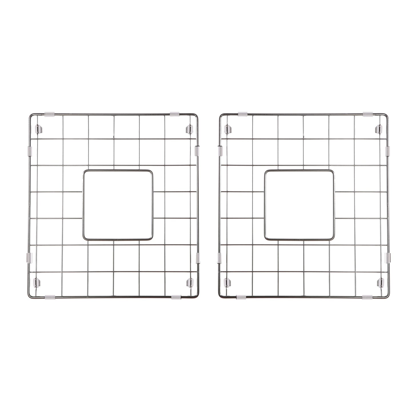 Nantucket Sinks Premium Kitchen 14" Polished Silver Stainless Steel Stainless Steel Bottom Grids Set of Two BG-VC3318D