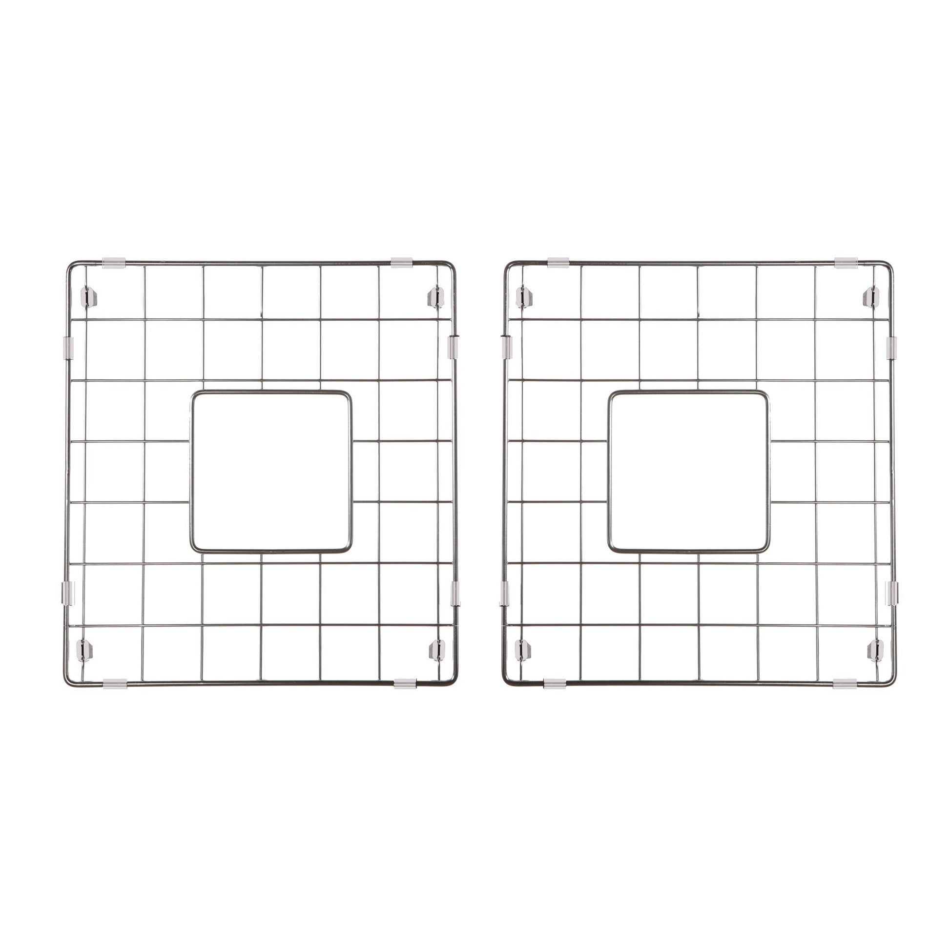 Nantucket Sinks Premium Kitchen 14" Polished Silver Stainless Steel Stainless Steel Bottom Grids Set of Two BG-VC3318D