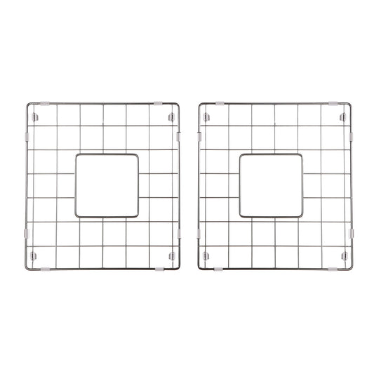 Nantucket Sinks Premium Kitchen 14" Polished Silver Stainless Steel Stainless Steel Bottom Grids Set of Two BG-VC3318D